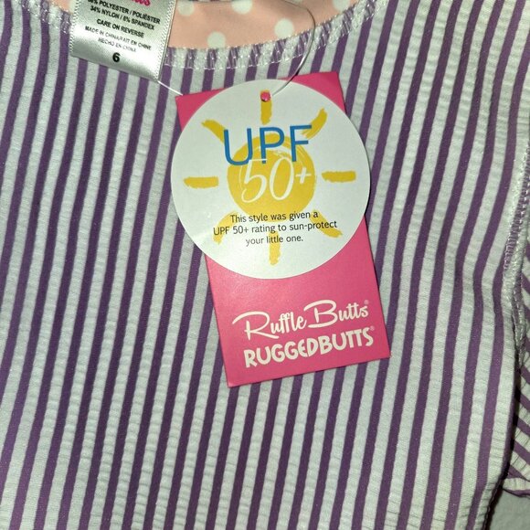 RuffleButts Girls 6 UPF 50+ Long Sleeve Rash Guard Swim Set 3885 - Picture 3 of 5